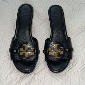 Tory Burch black Miller wedge Sandal